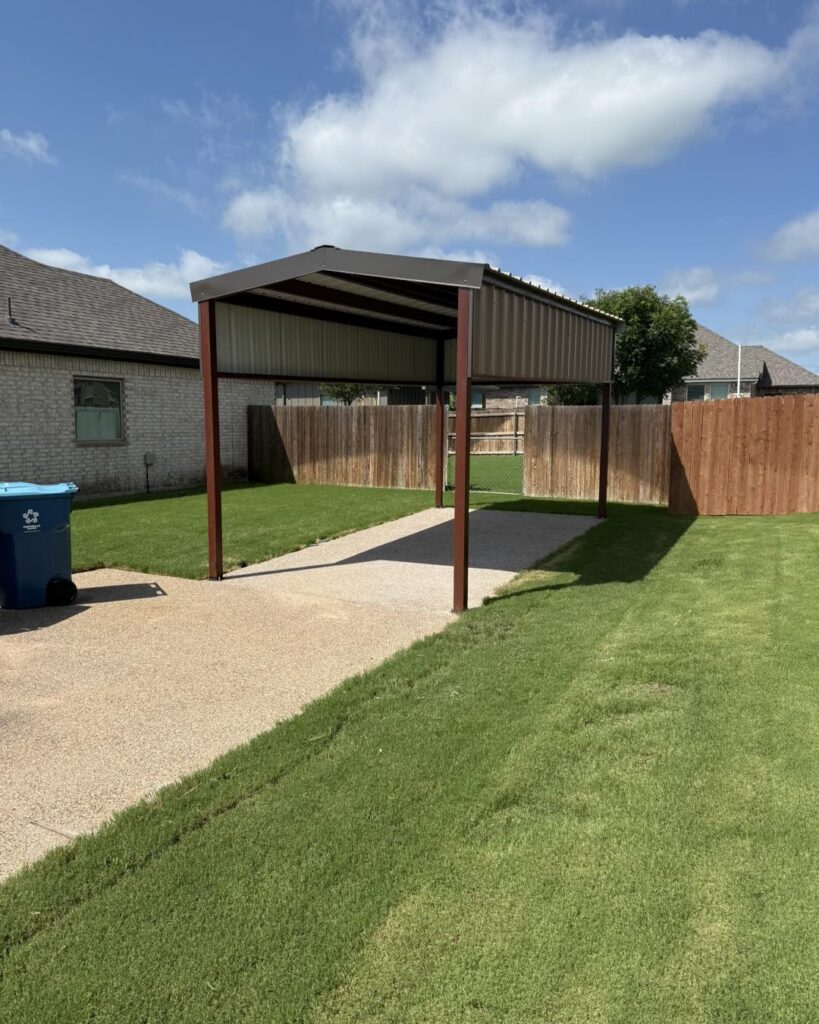 Single gabled carport elm mott tx