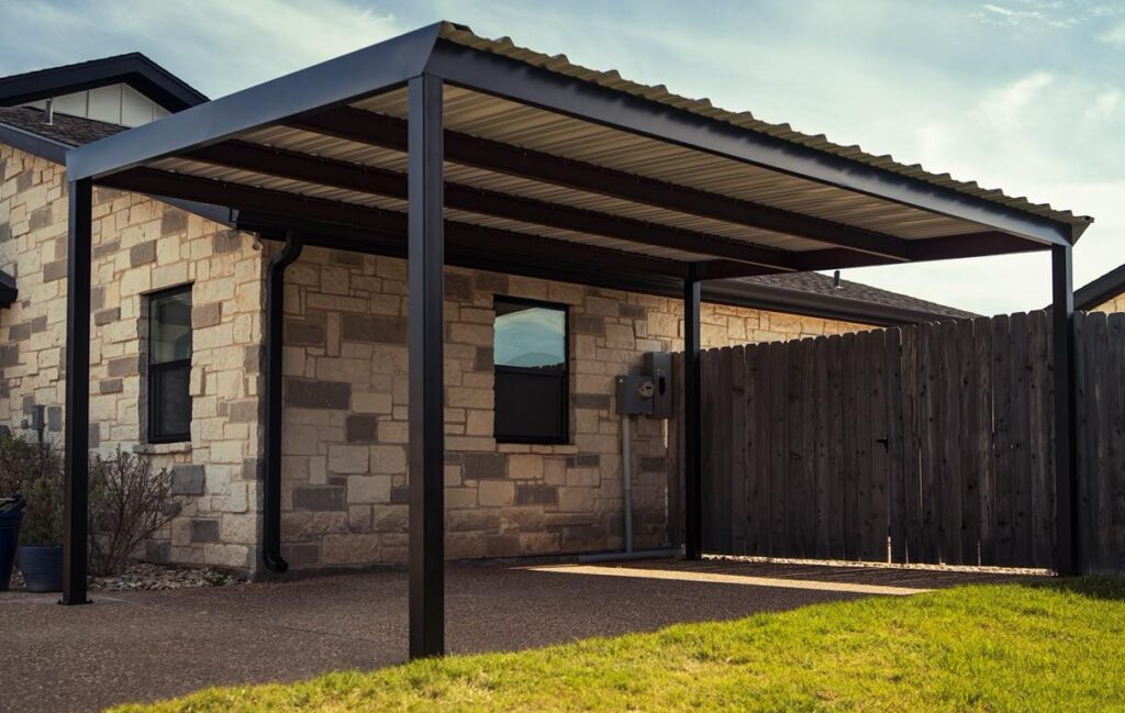 12x20 metal carport red iron weld up. Painted black. Cover for one carpot waco tx.