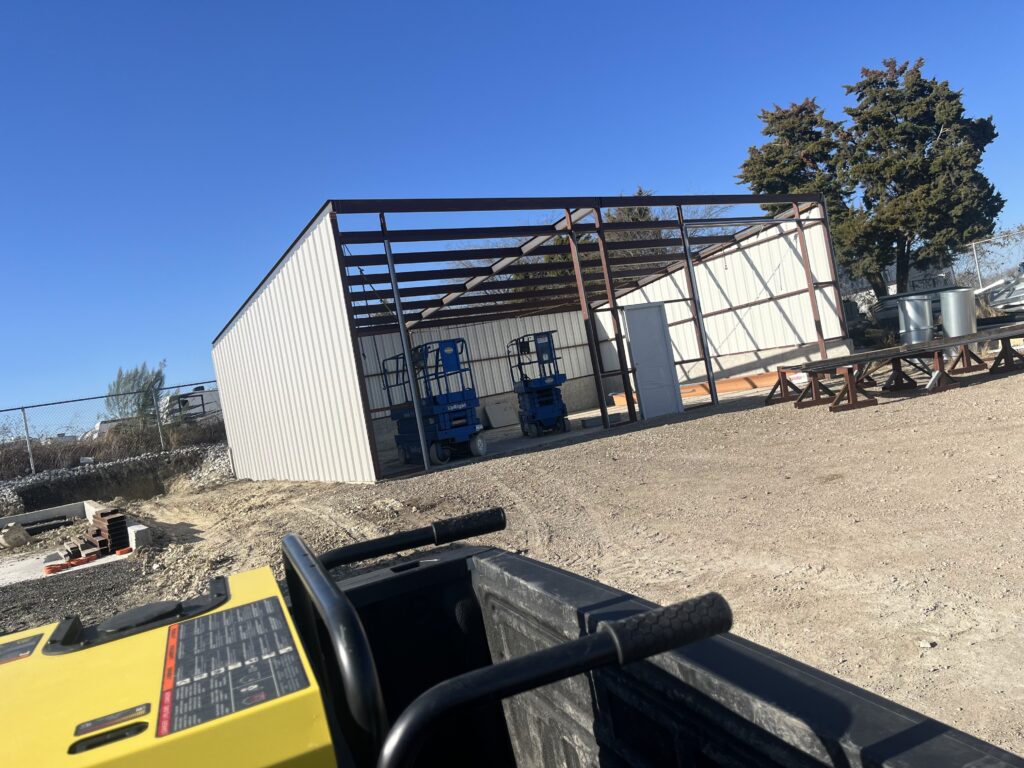 30x40 metal shop with one roll up door and one man door. Elm mott tx.