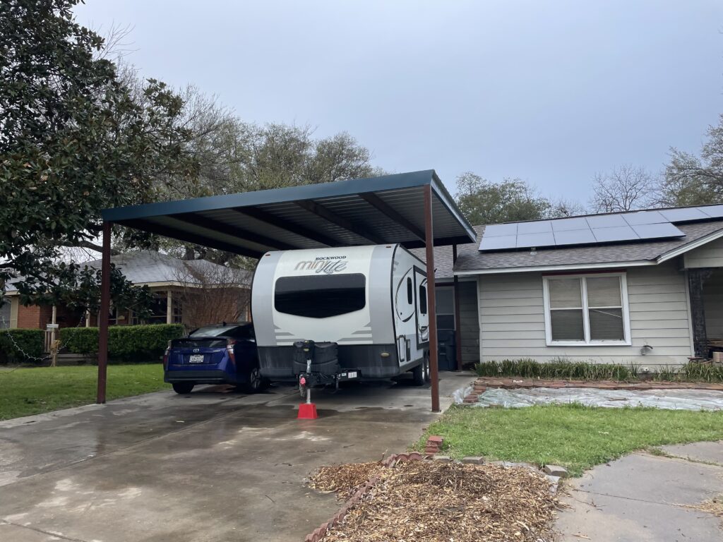 RV Metal Carport with side walls halfway waco tx