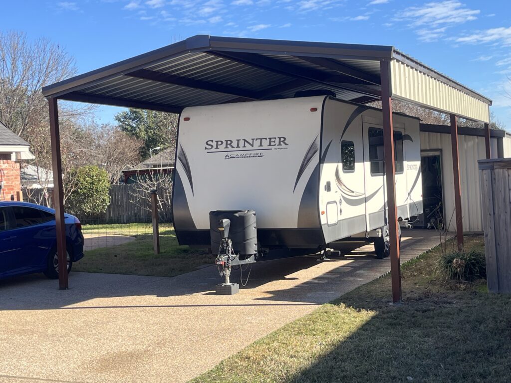 RV Metal Carport with side walls halfway waco tx