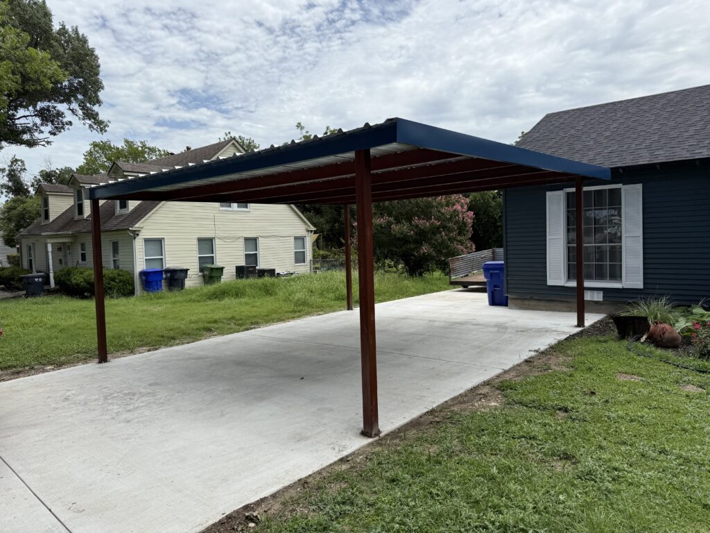 20x20 metal carport. single slope roof waco tx